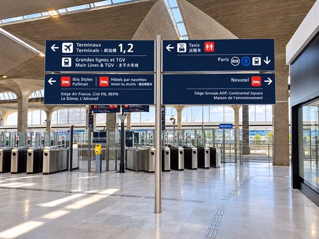 Salle d'échange gare RER vers Terminal 2
